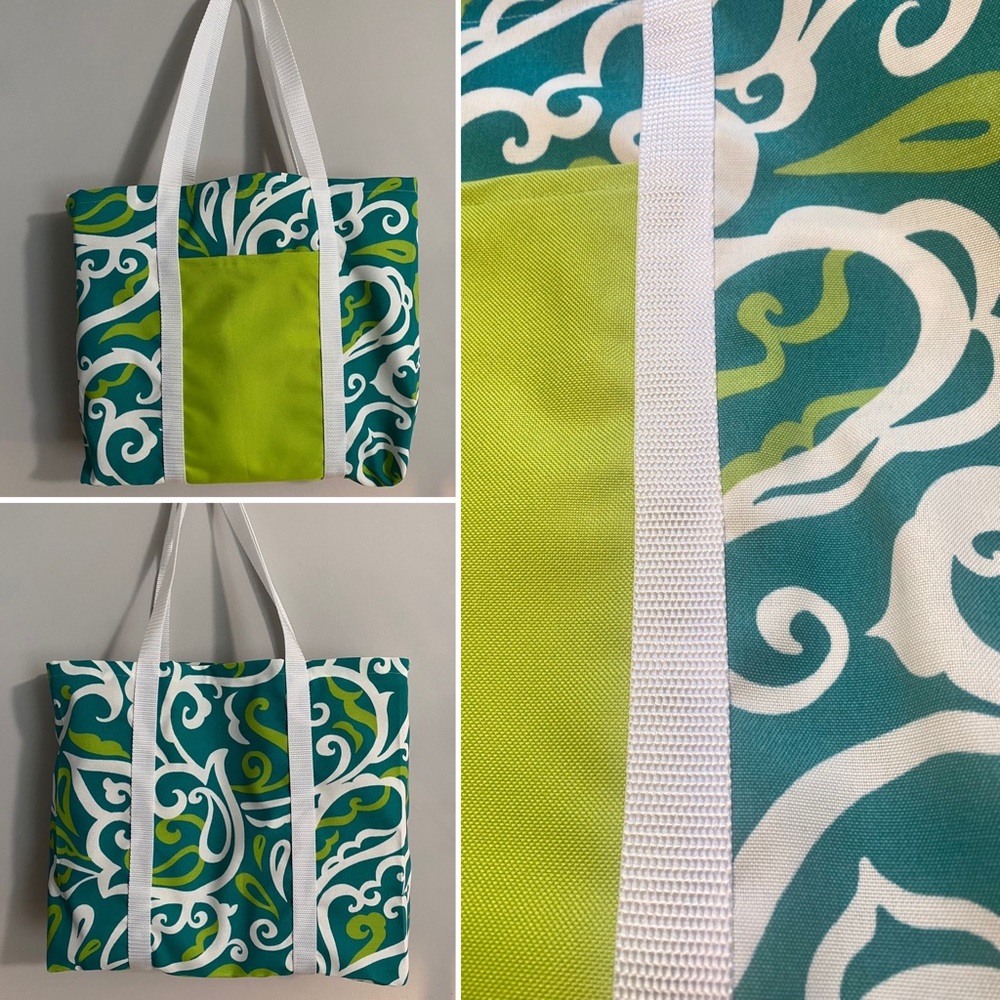 Large tote bag - “teal swirls”